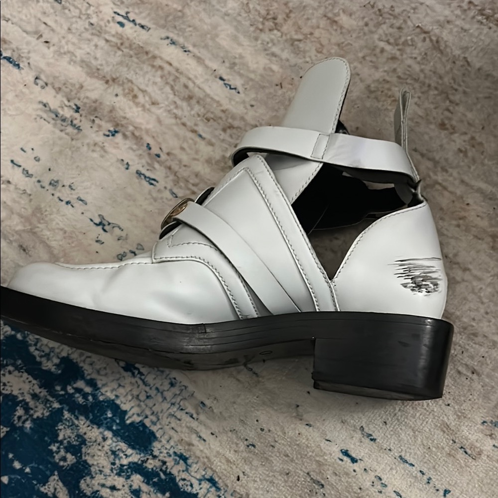Balenciaga White Combat Boots with Gold Accents - Picture 7 of 11